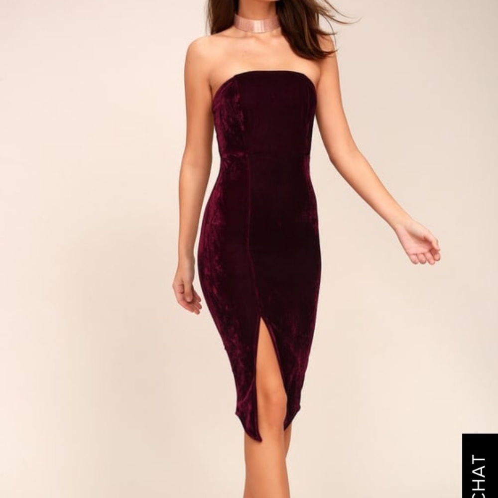NWT Hey Baby Burgundy Velvet Strapless Dress